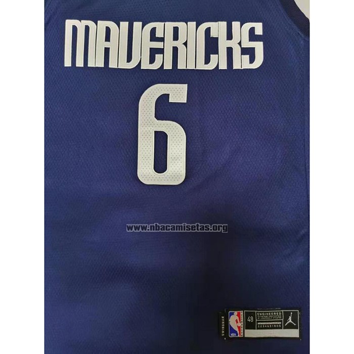 Camiseta Doncic Mavericks Kristaps Porzingis NO 6 Statement 2020-21 Azul